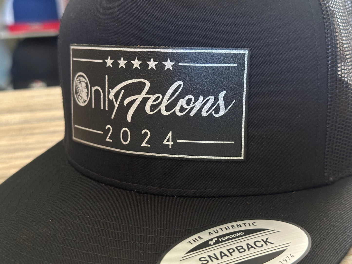 Only Felons 2024 Trump Yupoong YP Classic Flatbill SnapBack Cap.