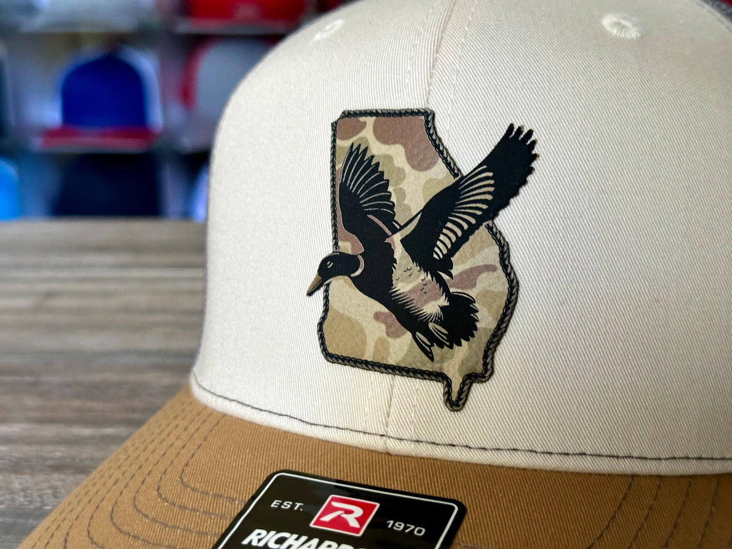 Duck on Marsh Camo Georgia Patch on Richardson 112 SnapBack Cap