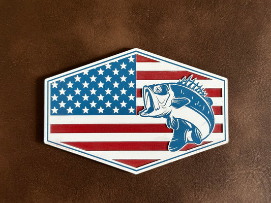 Bass Flag Acrylic Heat-Applied Hat Patch