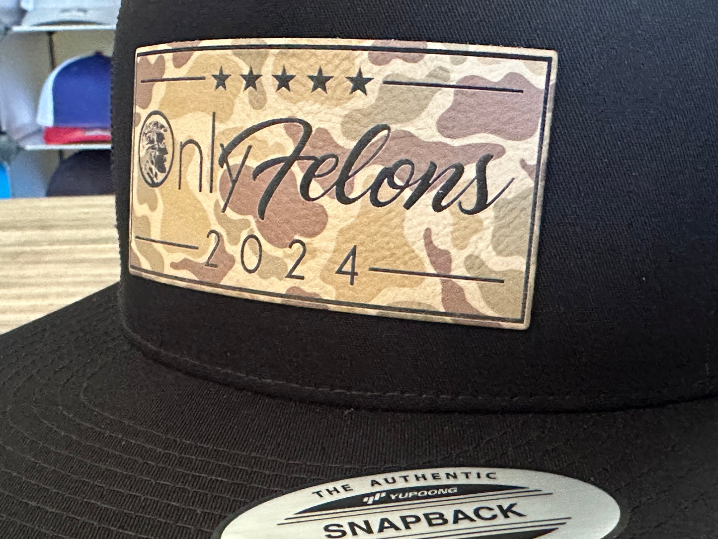 Only Felons 2024 Trump Yupoong YP Classic Flatbill SnapBack Cap.