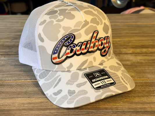 Cowboy Red, White & Blue Script on Richardson 112 SnapBack Cap (Copy)