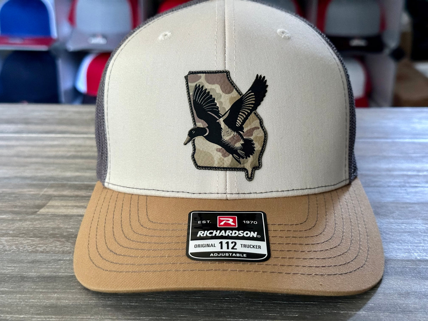 Duck on Marsh Camo Georgia Patch on Richardson 112 SnapBack Cap