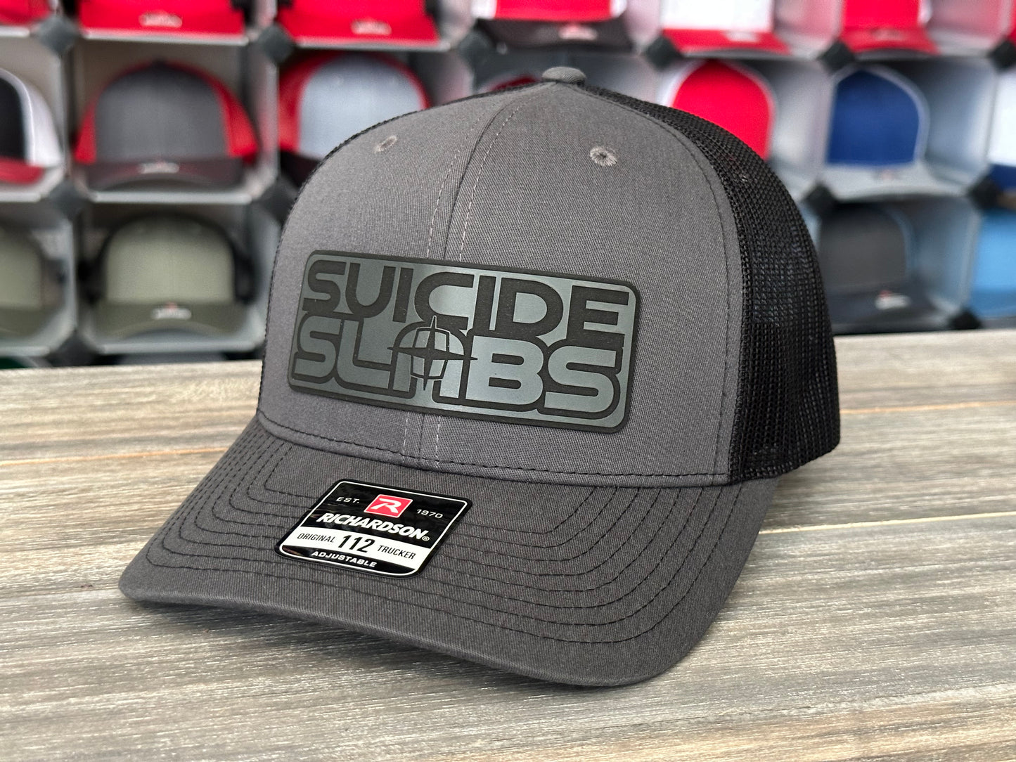 Suicide Slabs Logo Patch on Richardson 112 SnapBack