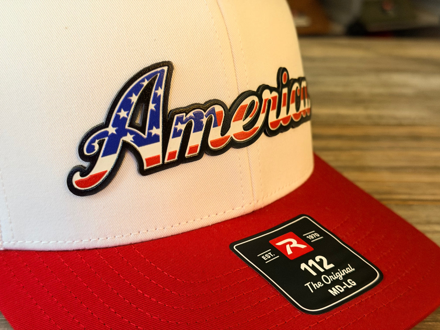 America Red, White & Blue Script on Richardson 112 SnapBack Cap